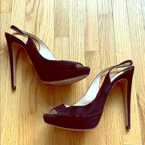 Prada slingback peep toe pumps